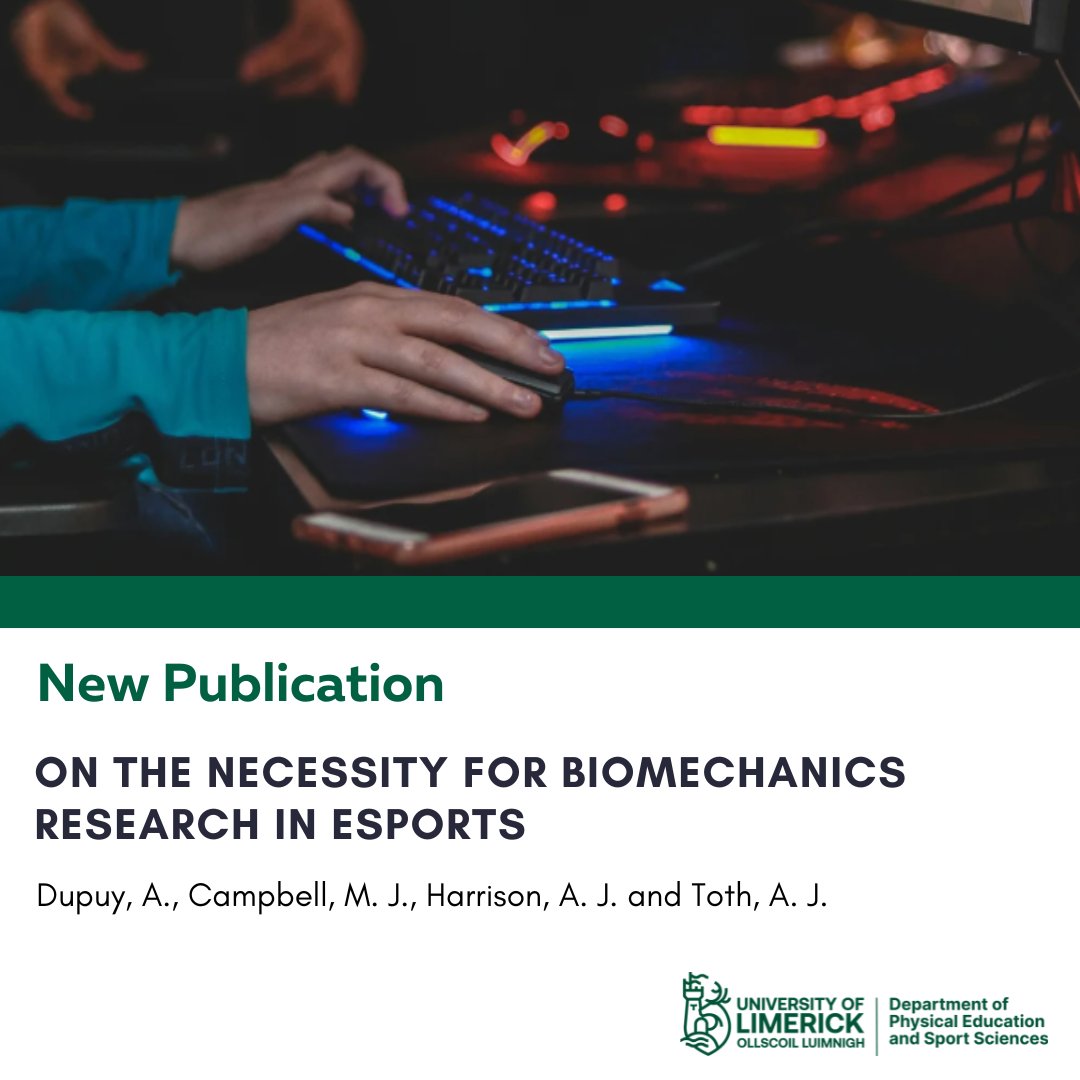 New @SportHumanPerf publication on biomechanics research in esports. 🔗 doi.org/10.1080/147631… #ULResearch #ResearchImpact #PESSUL