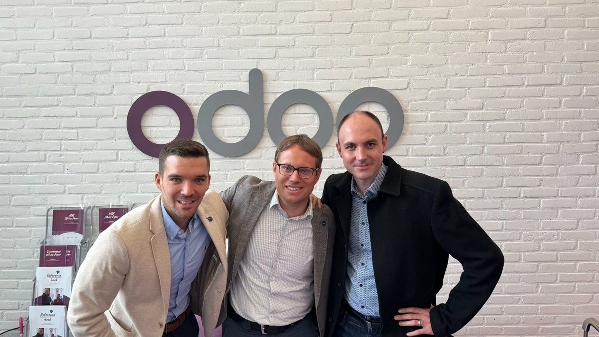 wearebraintec's tweet photo. π Hello from the #OdooPartnerDay in Belgium!
Today, we strengthened our partnership with @Odoo and gained valuable insights into:
π the new version #Odoo18
π£ the #Odoo product roadmap
π strategic developments for #OdooERP
Excited to apply this knowledge for our clients! https://t.co/fJdC4LSmE5
