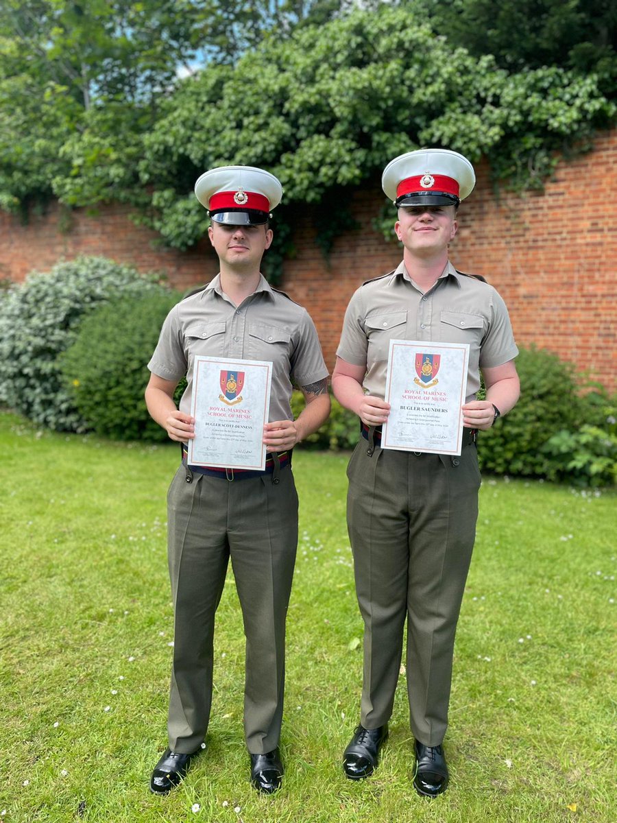 A great end to the week @RMSchoolofMusic with two very successful passes for our B2 candidates. Congratulations to Buglers Saunders and Scott-Denness on your distinguished passes. The hard work has clearly paid off, well done!! #bugler #drummer #exams