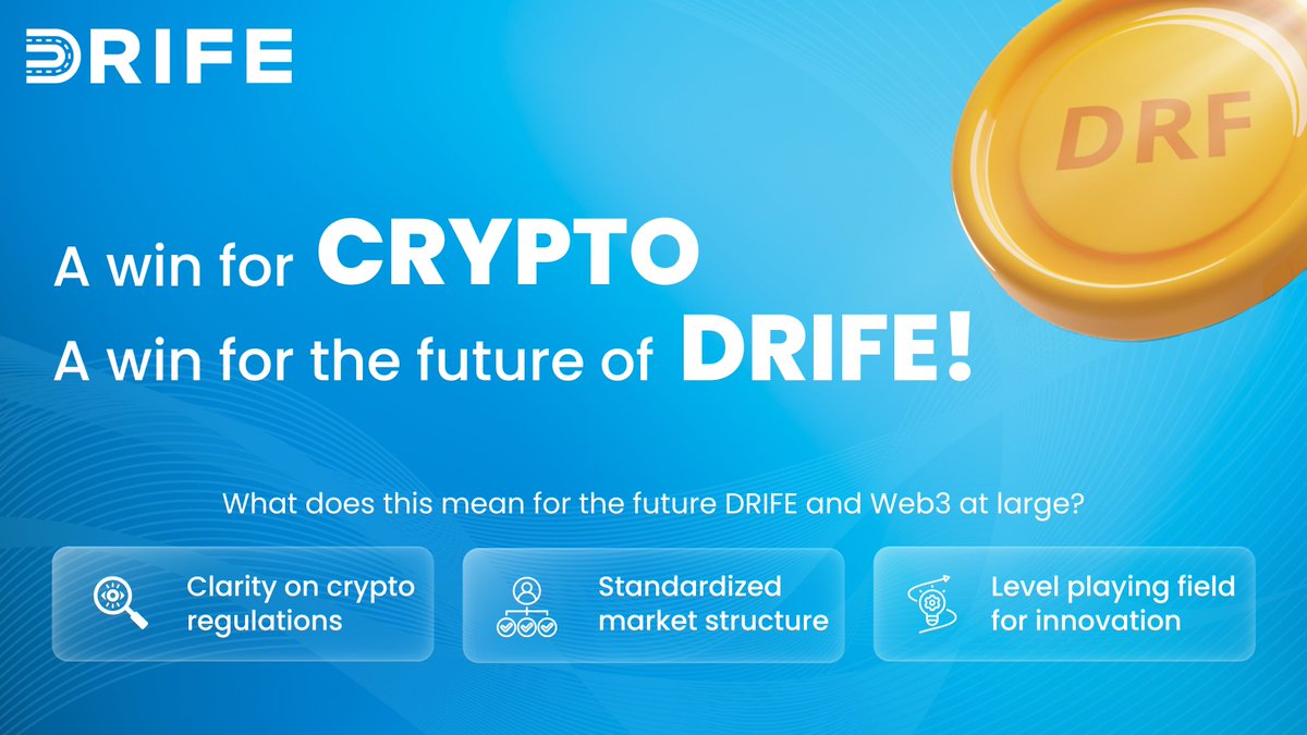 The U.S. House  passed the Financial Innovation and Technology for the 21st Century Act (FIT21) in a 279-136 vote 

The bill aims to establish a regulatory framework for digital assets and cryptocurrencies.

What does this mean for the future DRIFE and web3 at large?

Clarity on