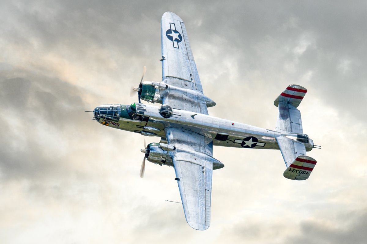 For our #PhotooftheWeek, we have this stellar photo of the B-25 Mitchell 'Panchito' taken by Joe Caccioppo at the 2024 SUN 'n FUN Aerospace Expo! Did you see 'Panchito' at #SNF24? #SUNnFUN #Airshow #B25 #B25Mitchell #Panchito #MilitaryAircraft