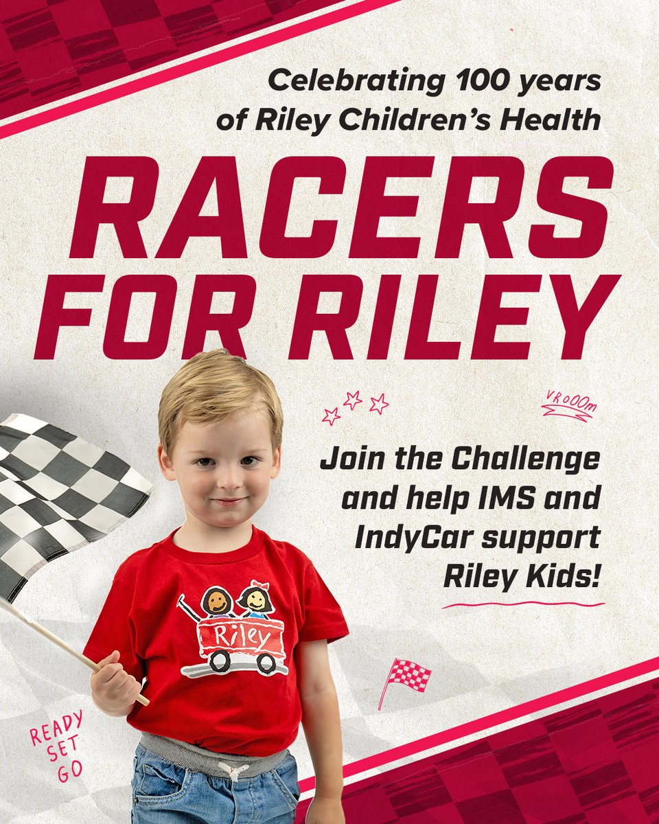 Help us reach the finish line in Racers for Riley! 🏎️ Get ready for the race weekend by joining @IMS and @INDYCAR in raising money for Riley: give.rileykids.org/racersforriley