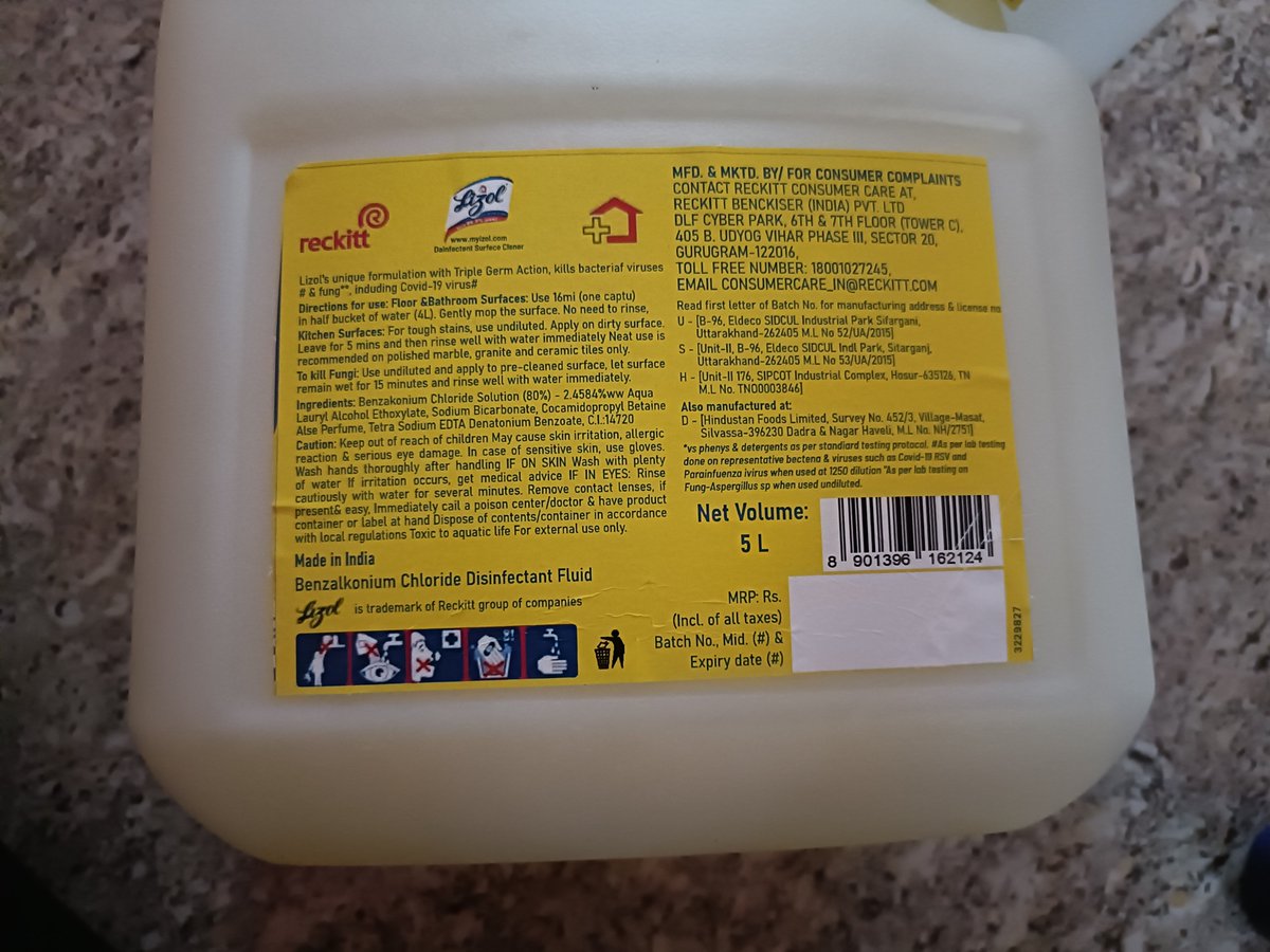 ABevinagidad's tweet photo. Today I had received lizol disinfectant surface cleaner which was ordered via Flipkart. Manufactured date and expiry date were not present on product. When I searched bar code that is showing 5 ltr Harpic not lizol @ThisIsReckitt @flipkartsupport @Flipkart @jagograhakjago https://t.co/NJhNIc2x52