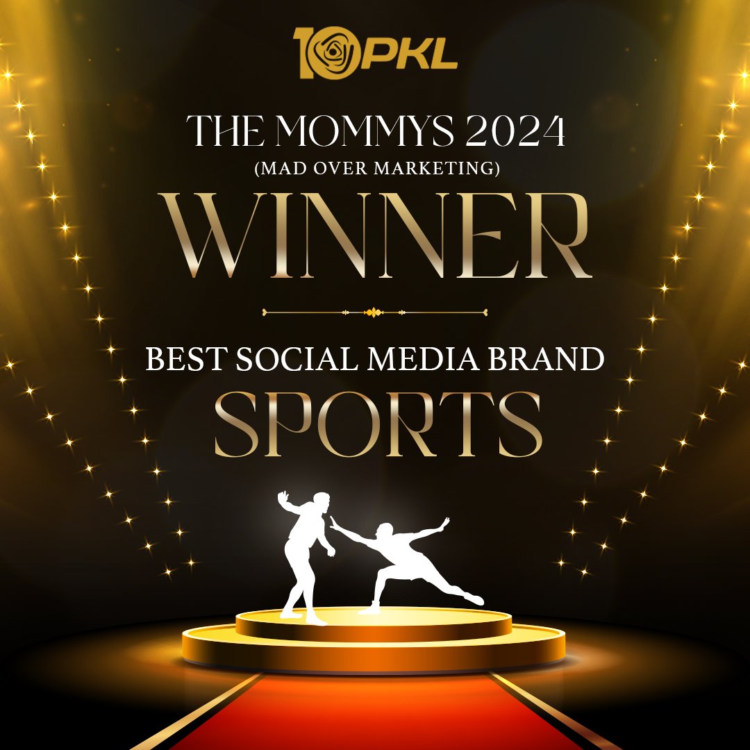 We are extremely delighted and grateful to share that #ProKabaddiLeague has won THE MOMMYS 2024 for Best Social Media Brand in Sports 🏆

On this special occasion, we thank all our panga fans who have supported and allowed us to entertain them with India ka apna khel 🤝🇮🇳