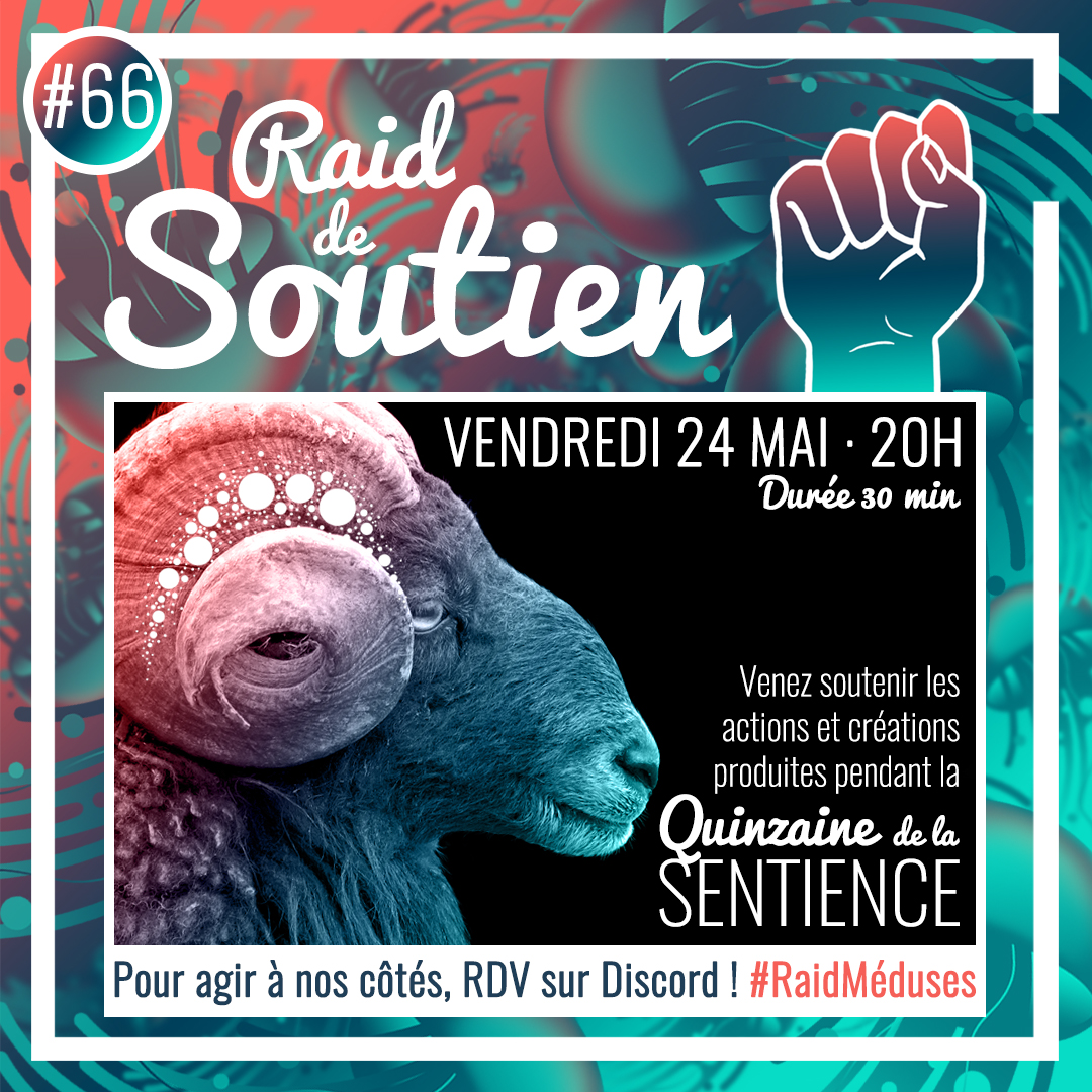 PMeduses's tweet photo. 🔥CE SOIR, 20H sur Discord : Raid de Soutien ! C'est une étape cruciale et notre dernier Raid dans le cadre de cette #QuinzaineSentience.
Venez soutenir collectivement, en 30 min chrono, du contenu #sentientiste ! ✊✊✊
#sentience #RaidMéduses https://t.co/hdEyl2N4xE