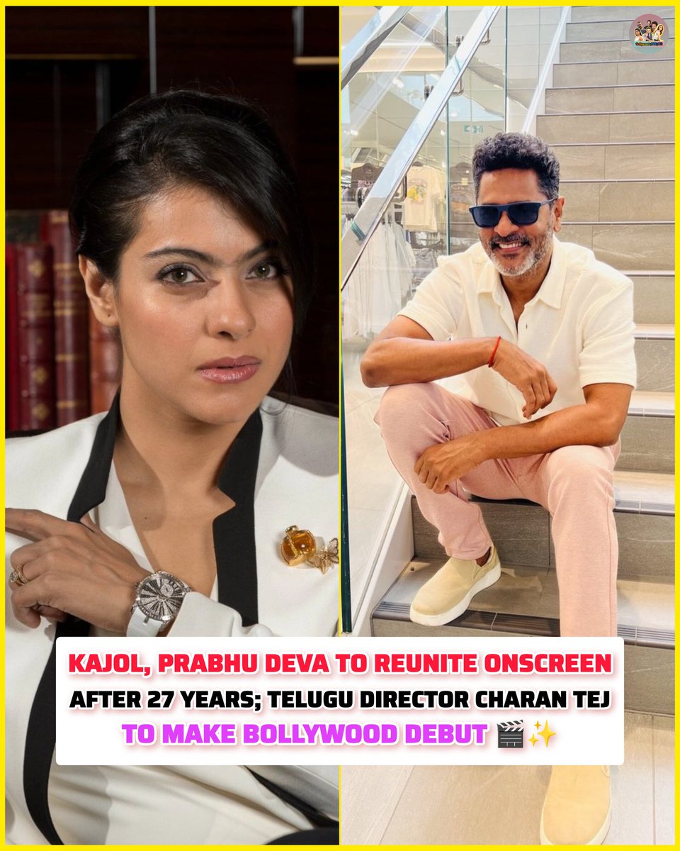 #KajolDevgan and #PrabhuDeva are set to reunite onscreen after 27 years for Telugu director #CharanTejUppalapati's Bollywood debut 🌟. The high-budget action thriller also stars #NaseeruddinShah, #SamyukthaMenon, #JisshuSenGupta, and #AdityaSeal 🌟🔥. ½