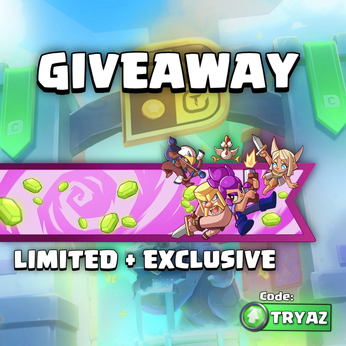 🔥 LIMITED BANNER-COMBO  GIVEAWAY 🔥

❤️ Like
🫱🏼‍🫲🏽 Follow
🔄 Retweet
💬 Comment

Giveaway  ends  in  2  days!  🎉
Don‘t  forget  to  pre-register  for  Squad  Busters  🤫
#ExclusiveBanners #clashroyale