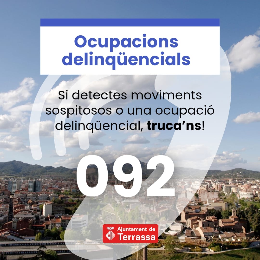 🤔 Davant de les ocupacions d'immobles, és important, trucar a la policia el més aviat possible. 🧐Si detectes moviments sospitosos o una ocupació delinqüencial, truca’ns! 👉👉👉📞092👈👈👈 @PoliciaTrs