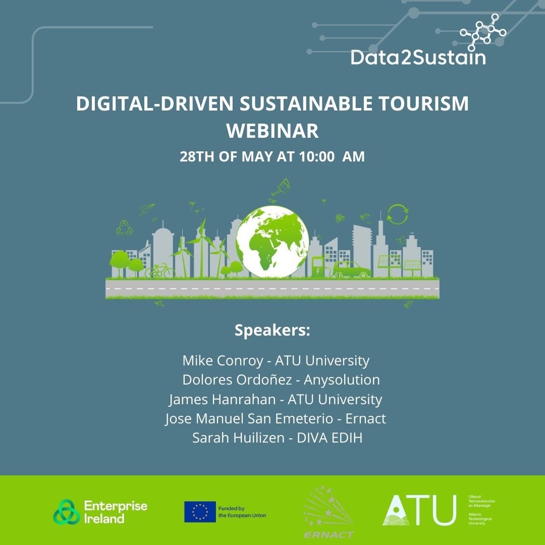 Discover how digital technologies can drive sustainable tourism forward at Data2Sustain’s webinar on May 28th!

Learn from experts in the field, explore innovative solutions, and connect with like-minded professionals.

Register here: tinyurl.com/2tr5j2nw

#SustainableTourism