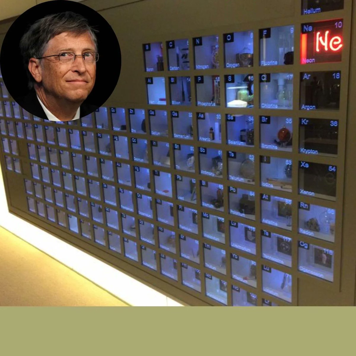 9. Bill Gates Office Has a Periodic Table With Samples of Each Chemical