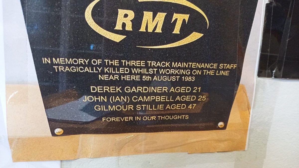 This plaque is to remember the three track workers who lost their lives between Polmont and Falkirk . This plaque can be seen at Falkirk High.