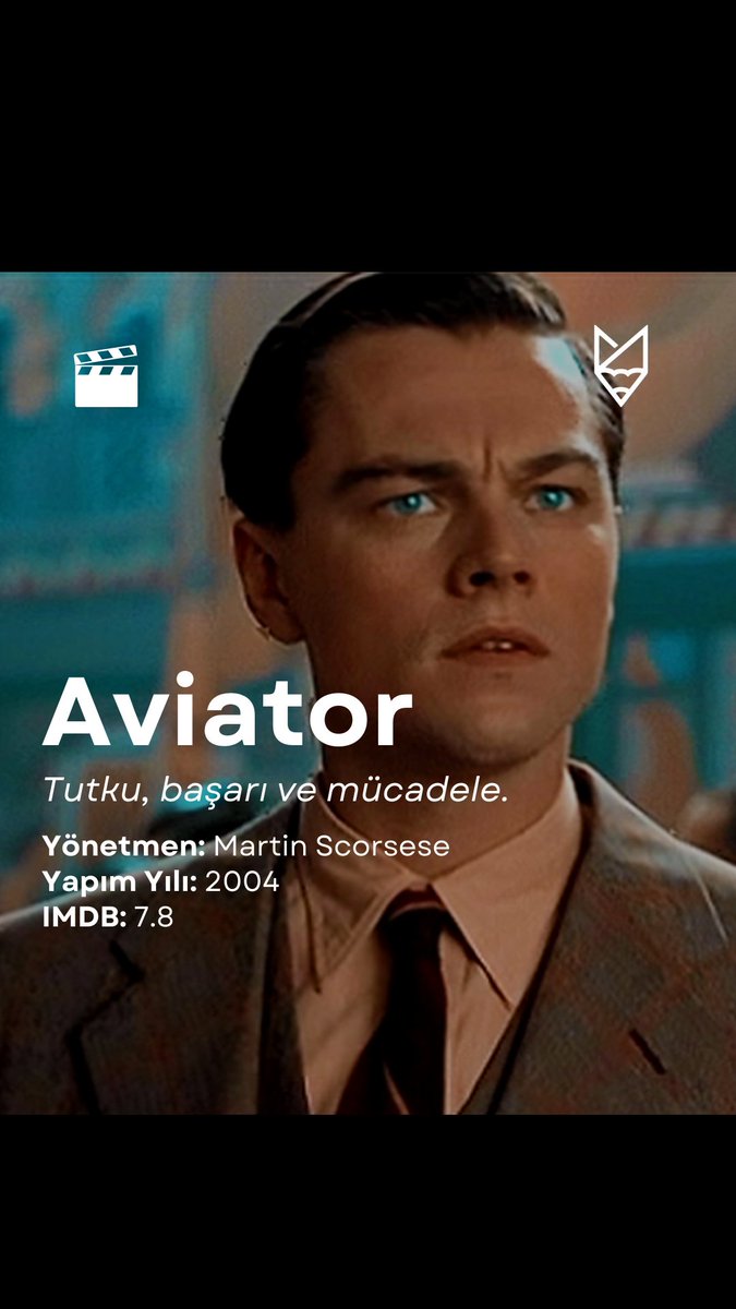 SiyahtilkiST's tweet photo. siyahtilki ile film saati: Aviator 📽️
🎉
🎬 Yönetmen: Martin Scorsese
🌟 Başrol Oyuncuları: Leonardo DiCaprio Cate Blanchett Kate Beckinsale
📅 Yapım Yılı: 2004
IMDB Puanı: 7.5 ⭐️
#sinema #filmönerisi #havacılıkdünyası #siyahtilki #girişimcilik #havacılıkfilmleri https://t.co/jz7UQpxUj8