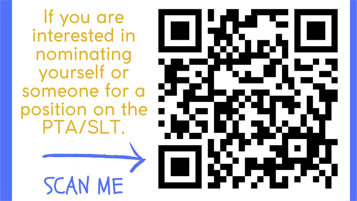 There’s still time to nominate yourself or someone else for a position on the PTA Executive Board and SLT!!! Elections will be held at our June 5th PTA virtual meeting!