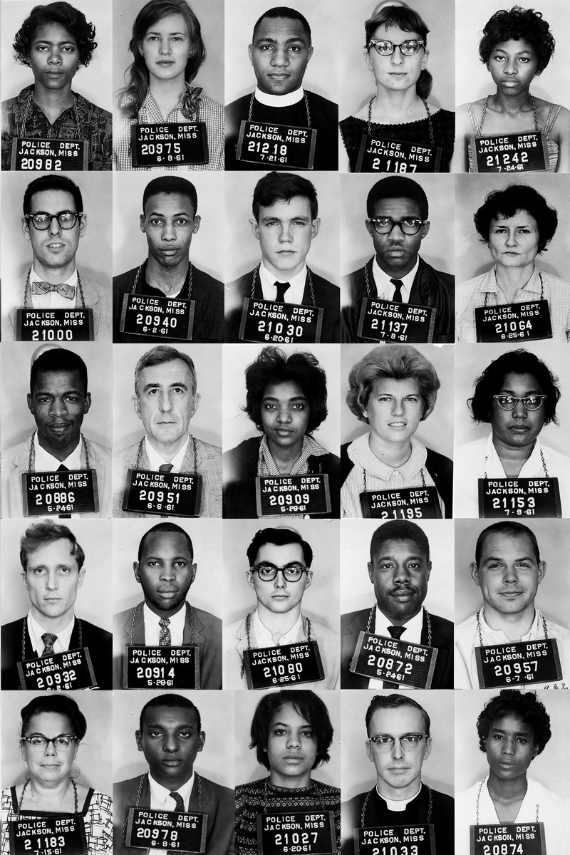 #OnThisDay in 1961, 27 Freedom Riders, headed for New Orleans, were arrested as soon as they arrived in the bus station in Jackson, Mississippi. Many of the riders were sentenced to two months inside Mississippi’s worst prison, Parchman. Within a few months, police arrested