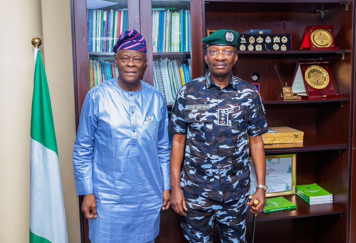 The Inspector General of Police Mr. Kayode Egbetokun paid a courtesy visit to HM Wale Edun at Finance HQ on Friday afternoon. @PoliceNG