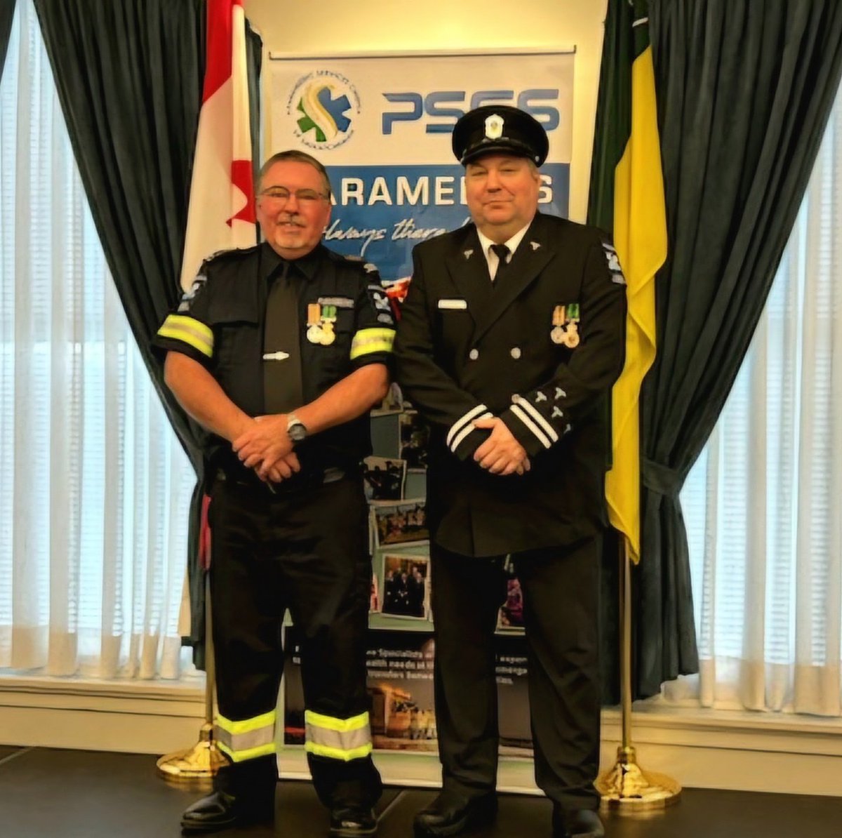 MHSW_Mobile Integrated Health Program (@mhsw_mih) on Twitter photo As we continue to celebrate #ParamedicServicesWeek we have two #CommunityParamedics from our #MobileIntegratedHealth team who received a First Bar for their Exemplary Service Medal!
Congratulations to Jim and Bob on this achievement!
<a href="/MedavieWest/">Medavie Health Services West</a>
<a href="/MooseJawEMS/">Medavie Health Services West - Moose Jaw</a> As we continue to celebrate #ParamedicServicesWeek we have two #CommunityParamedics from our #MobileIntegratedHealth team who received a First Bar for their Exemplary Service Medal!
Congratulations to Jim and Bob on this achievement!
<a href="/MedavieWest/">Medavie Health Services West</a>
<a href="/MooseJawEMS/">Medavie Health Services West - Moose Jaw</a>