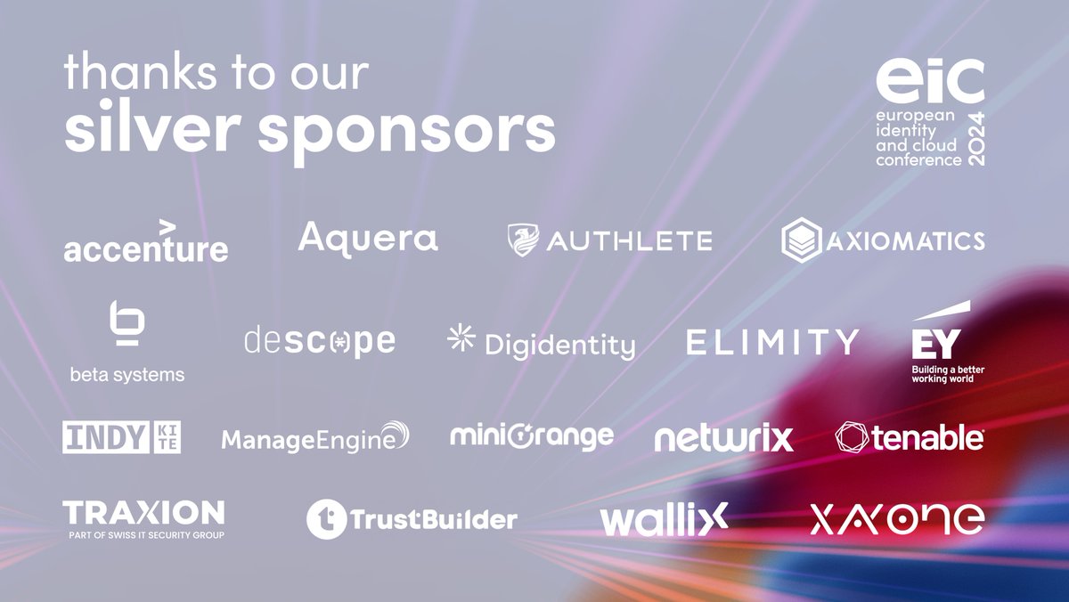 KuppingerCole (@kuppingercole) on Twitter photo Our amazing silver sponsors deserve a huge round of applause for their contribution to this year's <a href="/eic_conference/">European Identity & Cloud Conference</a>! 👏Make sure to stop by their booths, discover their offerings, and learn about the industry's recent advancements and trends.
To EIC: kuppingercole.com/events/eic2024 Our amazing silver sponsors deserve a huge round of applause for their contribution to this year's <a href="/eic_conference/">European Identity & Cloud Conference</a>! 👏Make sure to stop by their booths, discover their offerings, and learn about the industry's recent advancements and trends.
To EIC: kuppingercole.com/events/eic2024