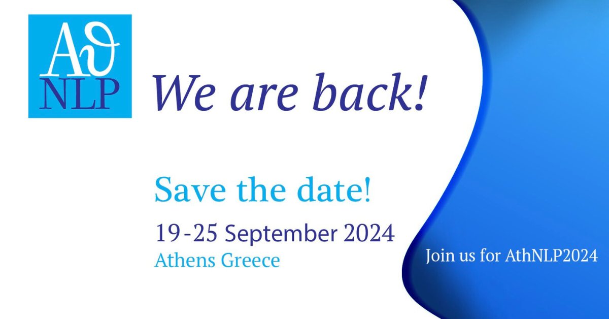 The #AthNLP2024 - Athens Natural Language Processing Summer School is set to take place from September 19th to 25th, 2024, at the prestigious NCSR “Demokritos” campus in Athens, Greece.

➡️ Learn more: bit.ly/4dVsaGM

#AthenaRC