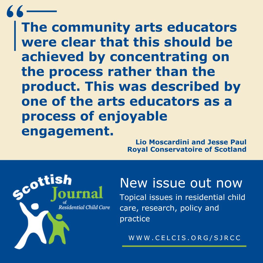 An article in the Scottish Journal of Residential Child Care highlights the Sounding Out project in Aberdeenshire which worked with care experienced young people in an arts project, building trust and developing their creative potential: buff.ly/3UPikNM #SJRCC