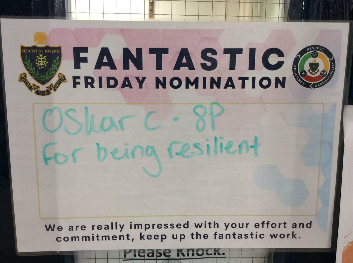 This week's #FantasticFriday nominations are... #MSJCommunity #WellDone #KeepItUp #Positivity