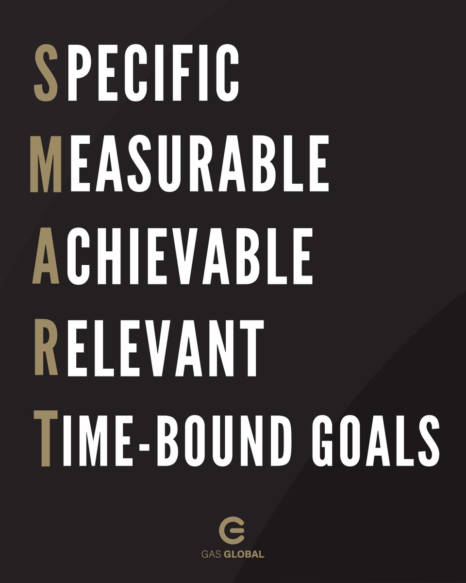 Set SMART goals for success! Make sure your goals are Specific, Measurable, Achievable, Relevant, and Time-bound.

#GoalSetting #SMARTGoals #GASGlobal