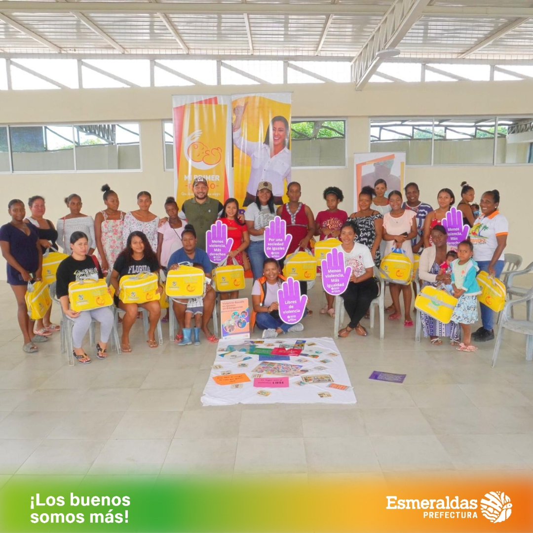 En el cantón Rioverde, 105 mujeres de las parroquias Rocafuerte, Montalvo y Palestina, recibieron la capacitación en prevención de violencia, a más de recibir el bolso materno con varios insumos y folletos para que niños y niñas puedan crecer en un sistema libre de violencia.