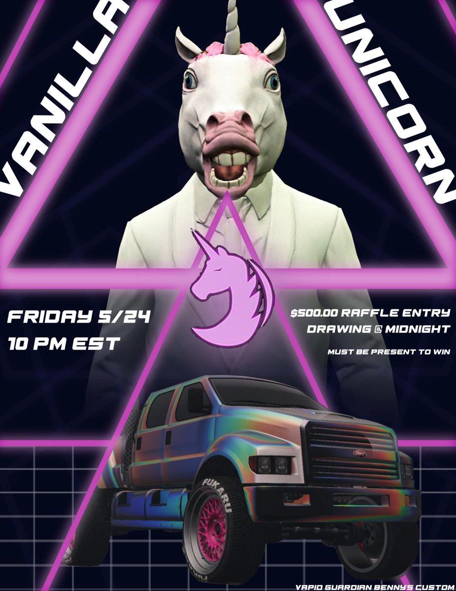 MADandSuki's tweet photo. We are popping off tonight at the #VU stop by and get a shot at this Benny's Custom Vapid Guardian, and she got some junk in her trunk. And special shout out to #DexAltmore for the sic ass flyer. Only in @RoleplayFate https://t.co/KiEuC0KPxM
