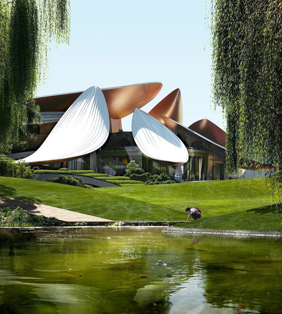This bamboo leaf-inspired arts centre is set to be constructed in China. Designed by MAD Architects and located in the country’s Zhejiang province, the building’s massing is also intended to reference the nearby Anji tea-growing hills. Works are due to complete in 2025.