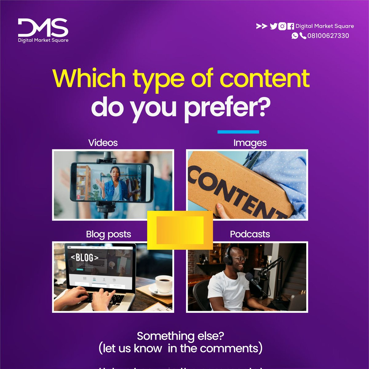 digitalmarketsq's tweet image. Hey there! When you&apos;re scrolling through your feeds, what catches your attention?

✨Videos
✨Images
✨Blog posts
✨Podcasts
Something else?

Let us know, in the comment section below 👇 
#ContentPreferences #UserGenerated #PersonalizedContent #EngageWithUs #digitalmarketing