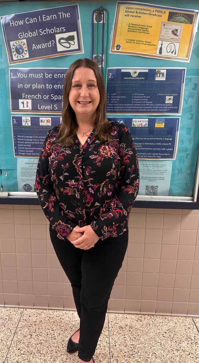 The Pennsylvania State Modern Language Association (PSMLA) recently granted Mrs. Kerrie Tonet-Berlin the distinction of being a PSMLA Global Educator. This is the second time that she was been given this level of recognition, the last being in 2021. Mrs. Tonet-Berlin serves as