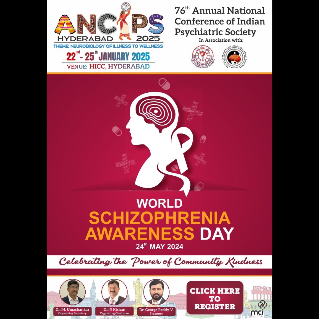 On World Schizophrenia Day, ANCIPS 2025 Hyderabad urges to raise awareness, promote understanding, and support those affected by this condition.

Together, we can break the stigma and make a difference.
#ancips #Ancips2025 #ANCIPS2025 #ANCIPS #Hyderabad #PsychiatryConference