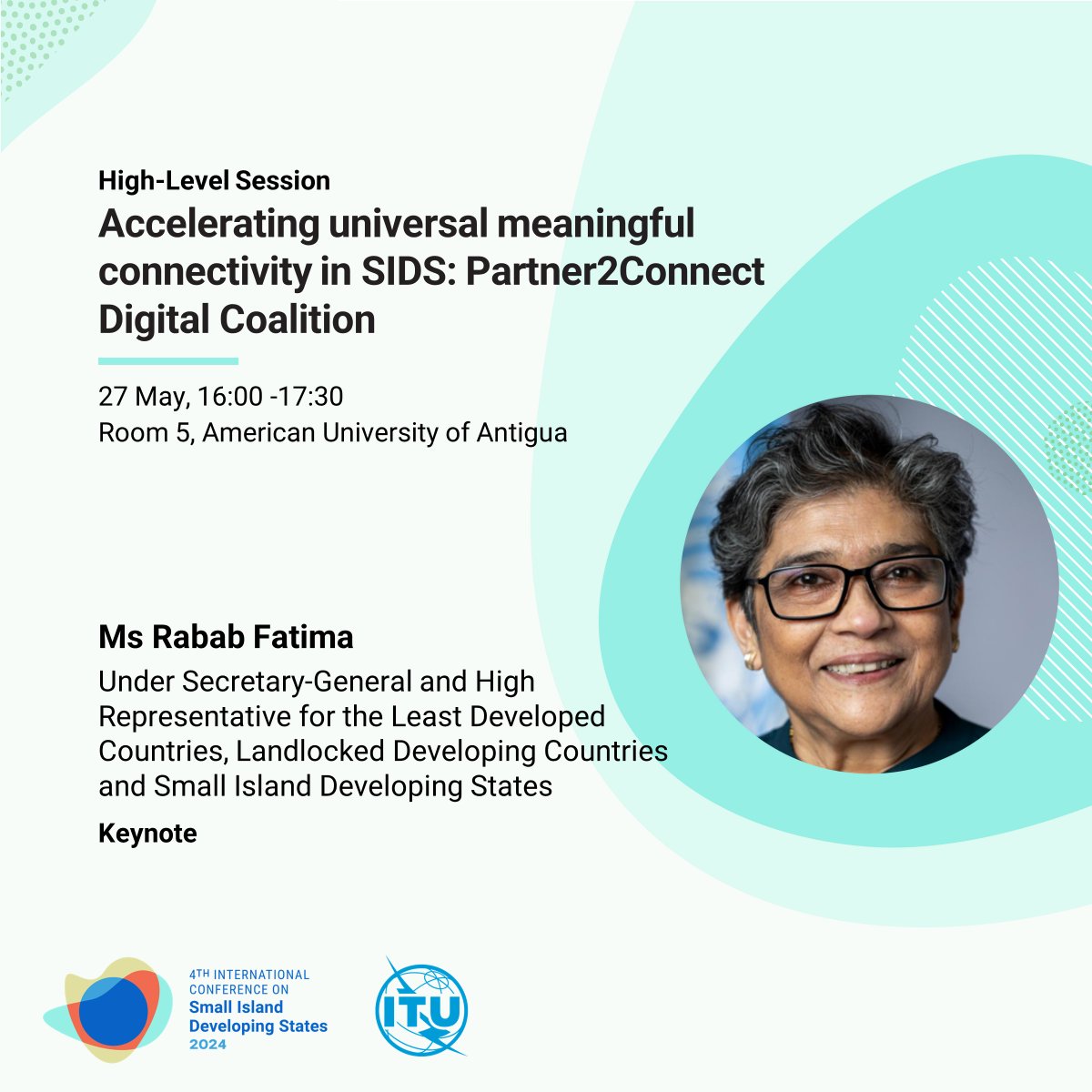 Join me & @USGRabab_UN at #SIDS4 to discuss the importance of Universal & #MeaningfulConnectivity for social & economic development & achieving #SDGs. ITU is committed to supporting #SIDS on the #DigitalTranformation journey through impactful initiatives! itu.int/itu-d/sites/ld…