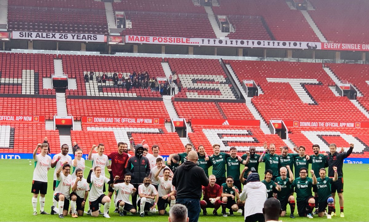 Full-time at the Theatre of Dreams! ⚽ The 'Play at Old Trafford' giveaway winners put on a show, battling it out at the home of @ManUtd alongside other incredible #Tezos community members.