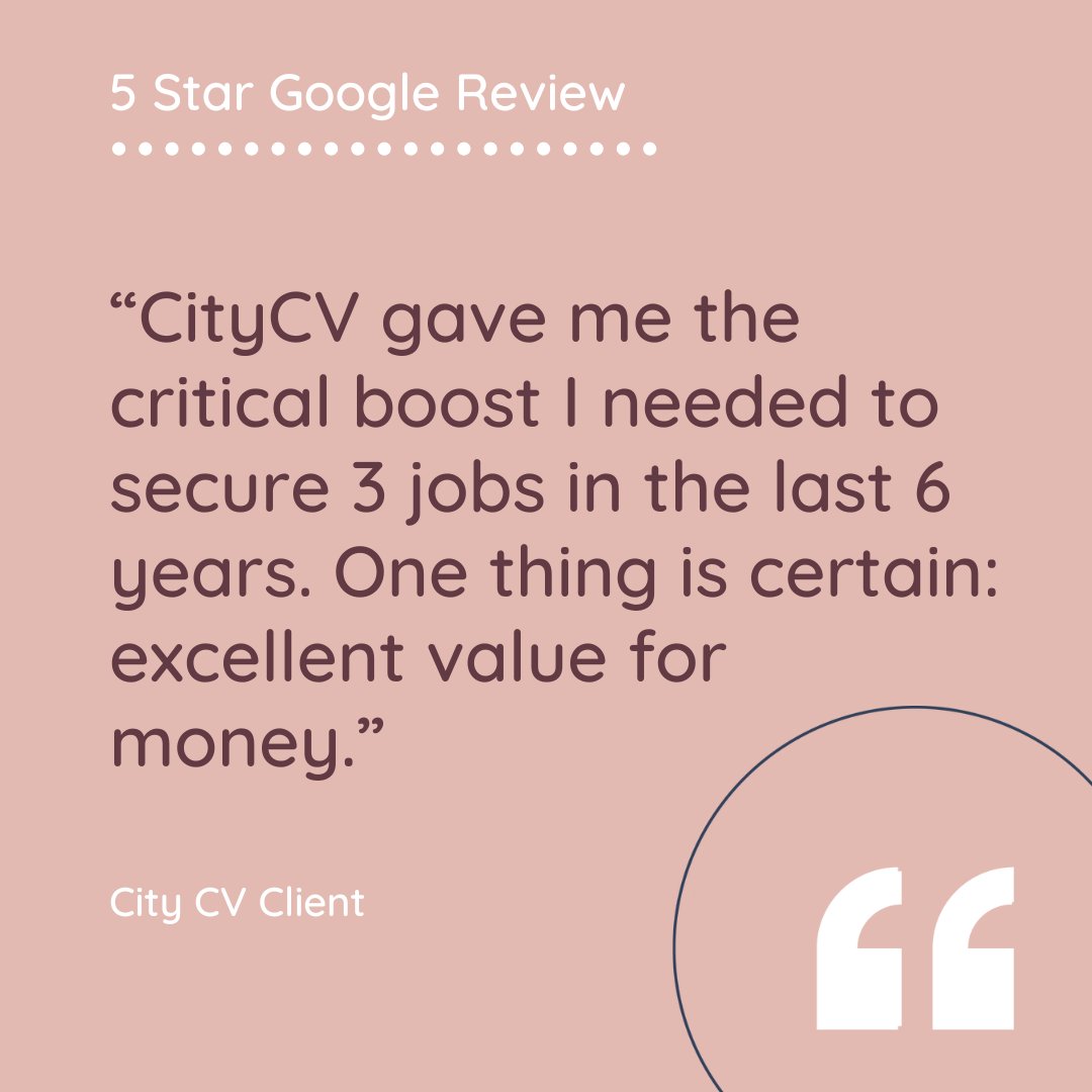 Great result - 3 new roles in 6 years. Testament to the services of our brilliant  City CV team and to the nature of our client, embracing all the advice he was given and being open to change. 

#interviewprep #careercoaching #CVwriting #Fridayfeedback #careerchange