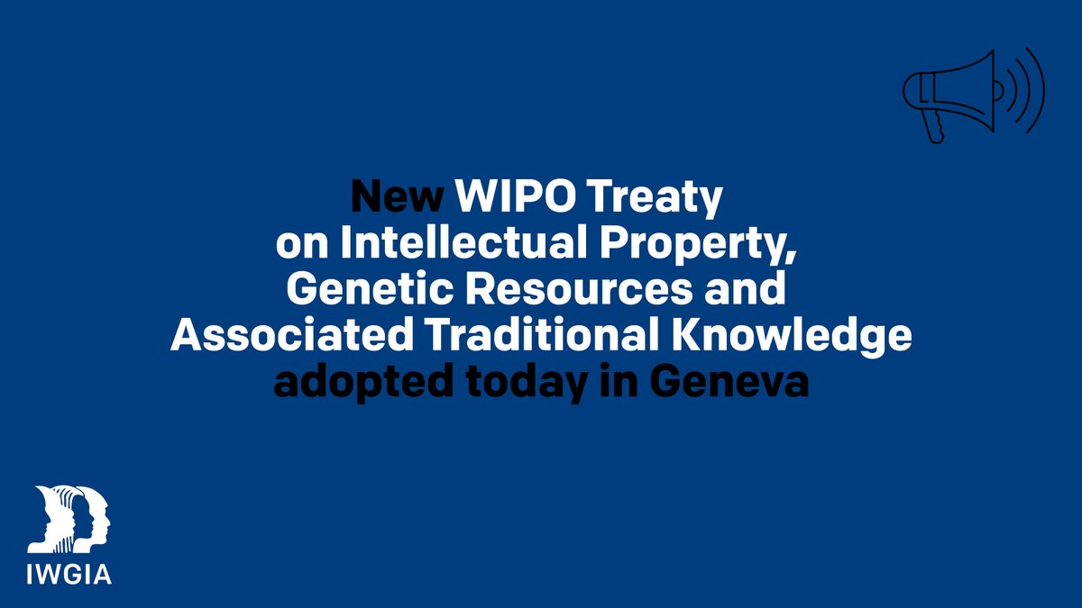 ✊ After two weeks of negotiations, the Diplomatic Conference on Genetic Resources and Associated Traditional Knowledge has adopted today in Geneva the new #WIPO Treaty on Intellectual Property, Genetic Resources and Associated Traditional Knowledge. 👉 bit.ly/4dSGTC2