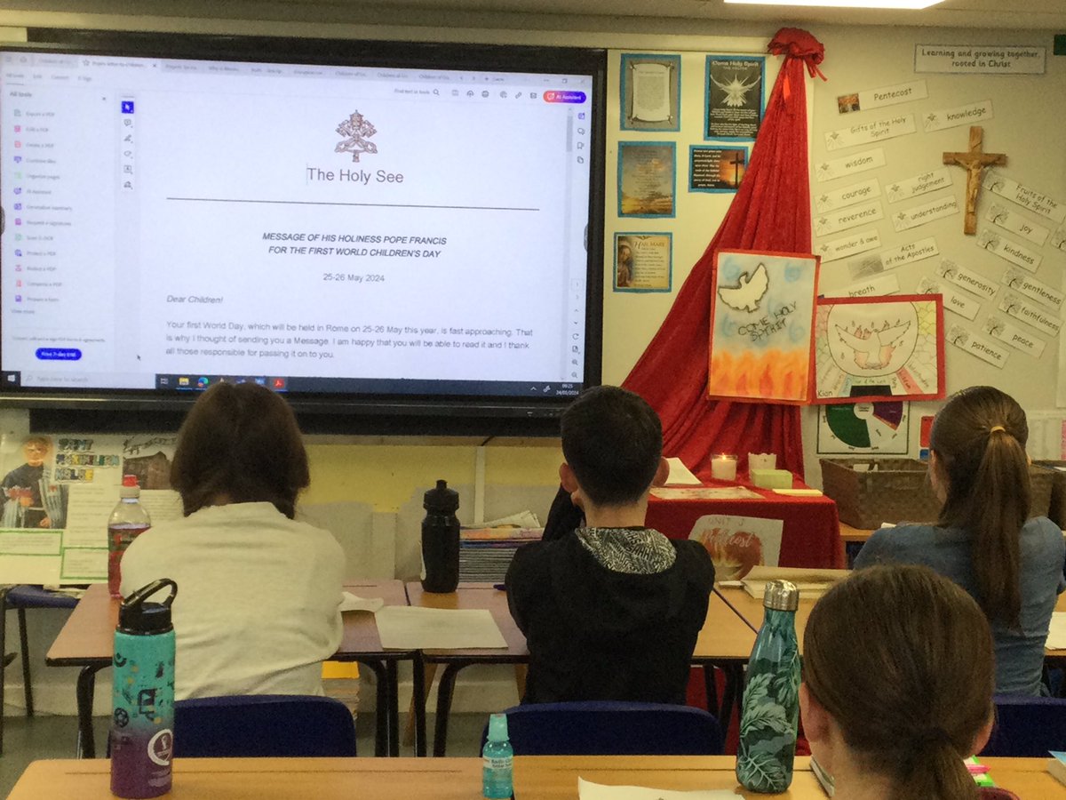Y6 enjoyed learning about children from other continents in class today. We read together a letter from Pope Francis outlining his wish for the first World Children’s Day, to be held this weekend on 25th and 26th May. We are all a link in a long chain that unites everyone!