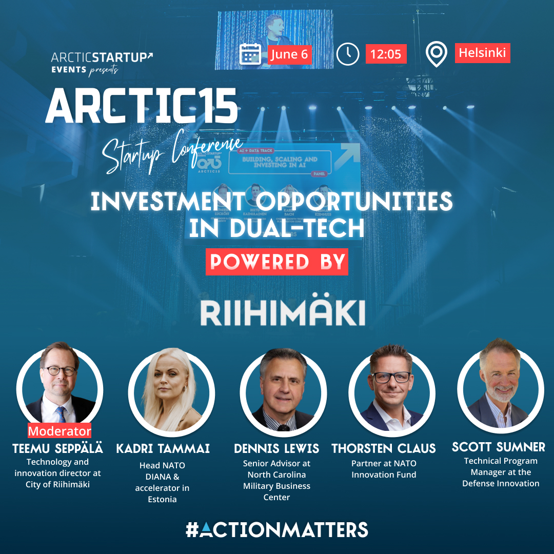 📣 Investment opportunities in Dual-Tech powered by <a href="/RiihimakiCity/">Riihimäen kaupunki</a> 
🎤Teemu Seppälä, <a href="/RiihimakiCity/">Riihimäen kaupunki</a> 
Kadri Tammai, Head NATO DIANA
Dennis Lewis, North Carolina Military Business Center
Thorsten Claus, NATO Innovation Fund
Scott Sumner, Defense Innovation Unit
🎟️: Link in Bio!