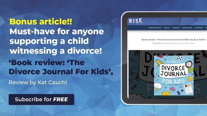 Loved reviewing @SueAtkins's brilliant book 'The Divorce Journal' for #RISEEduMag.🥰 An incredibly supportive tool for helping children with this significant #Change in their lives. Check out my review here ➡️mvnt.us/m2416885 #Journalling #Seperation #EmotionalLiteracy