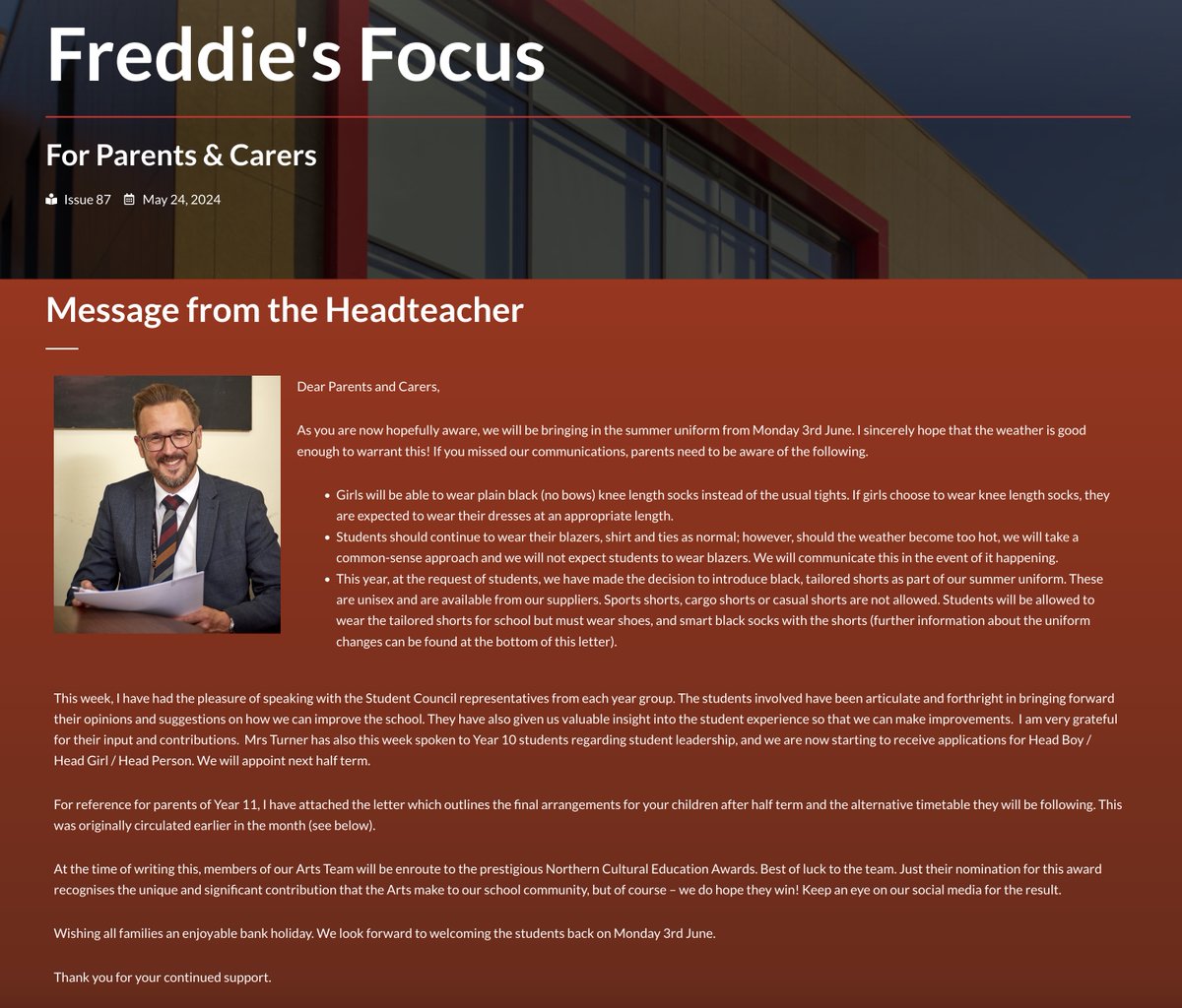This week's Freddie's Focus for Parents & Carers has been emailed out this afternoon. Here's a link to it on the school website. Have a great half-term break! flhs.org.uk/freddies-focus…