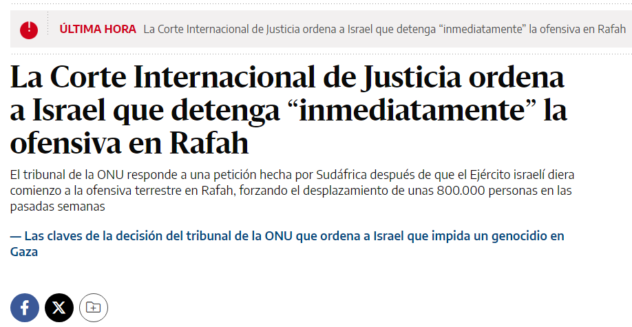 La derecha acusando a la Corte Internacional de Justicia de antisemitismo en un rato eldiario.es/internacional/…