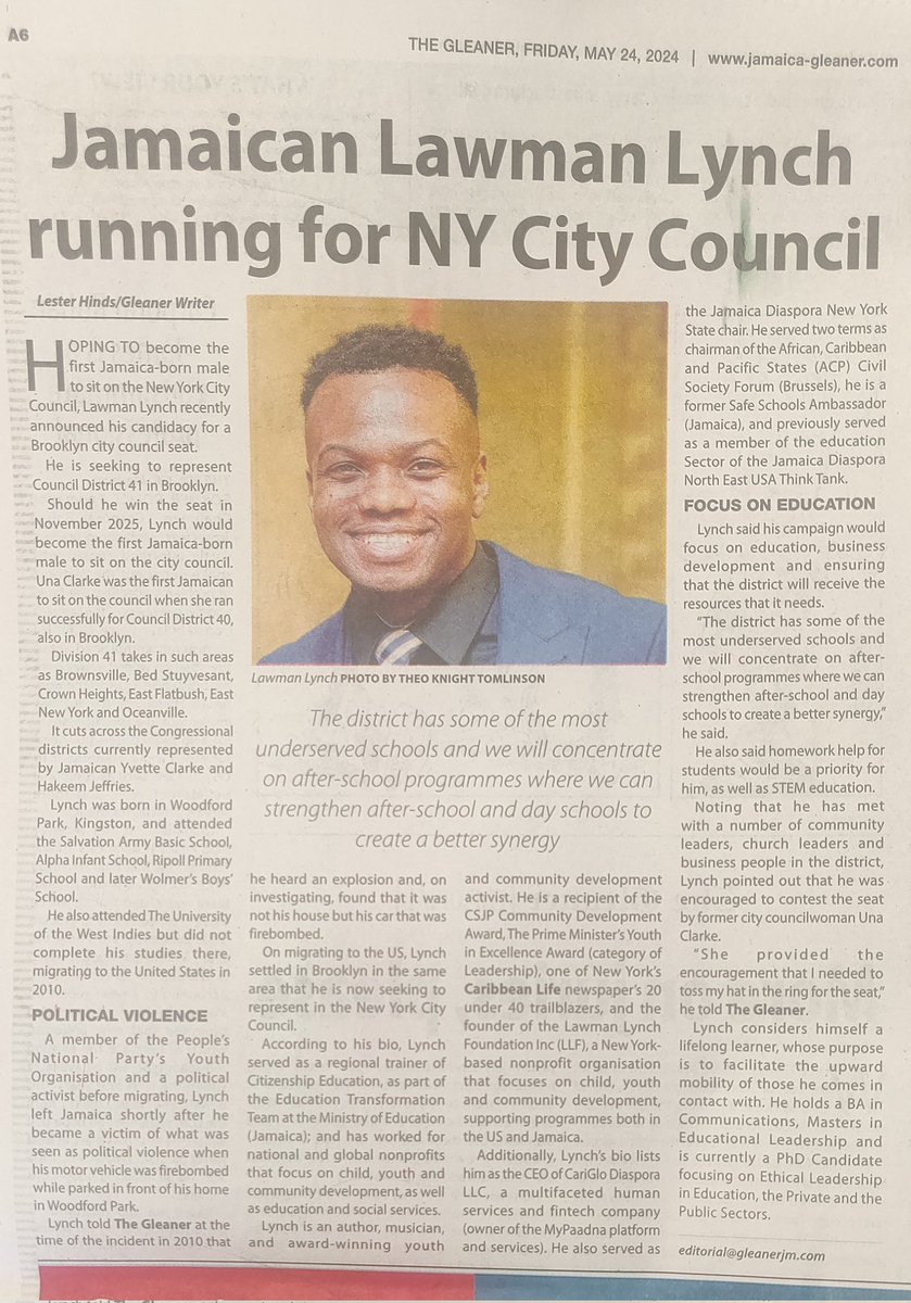 TheNEWGURU's tweet photo. Jamaican @LawmanLynch running for NY City Council https://t.co/LBWL4p8CDi