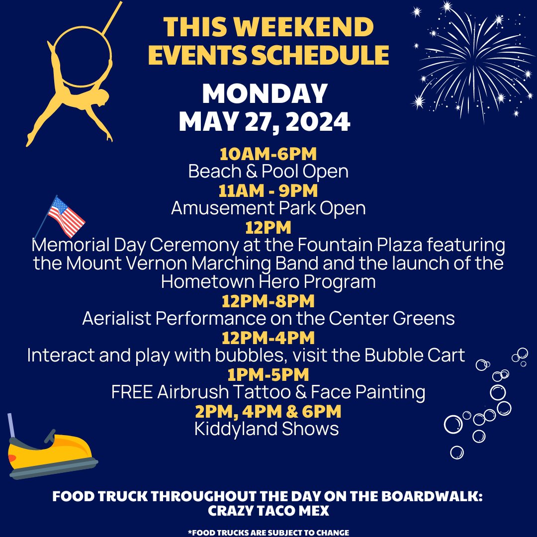 Kick off summer at Playland! Enjoy a thrilling lineup of events, rides, live entertainment, and delicious food from Saturday to Monday. Don't miss the celebration—fun for the whole family!  #PlaylandMemorialDay #FamilyFun #CelebrateWithUs