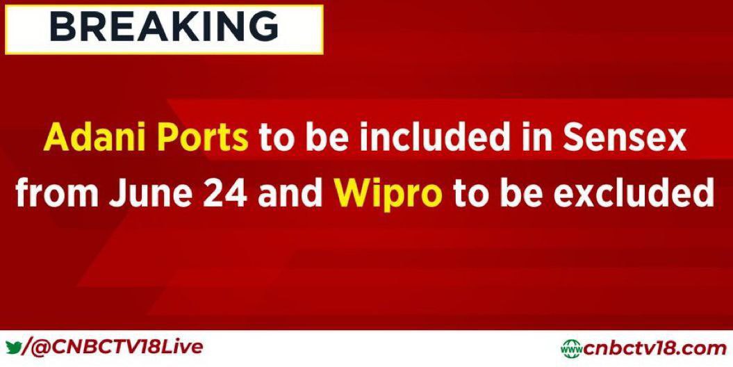 Stock_To_Trade's tweet photo. #AdaniPorts 🚢⚓️🪝to Replace #Wipro in #Sensex.
Expectation from IIFL Alt Research was for Adani Ent.
#AdaniPort #adani #investment #invest #trading #Stock_To_Trade STOCK TO TRADE #stocktowatch #nifty #election2024 https://t.co/At7Q1bogVZ