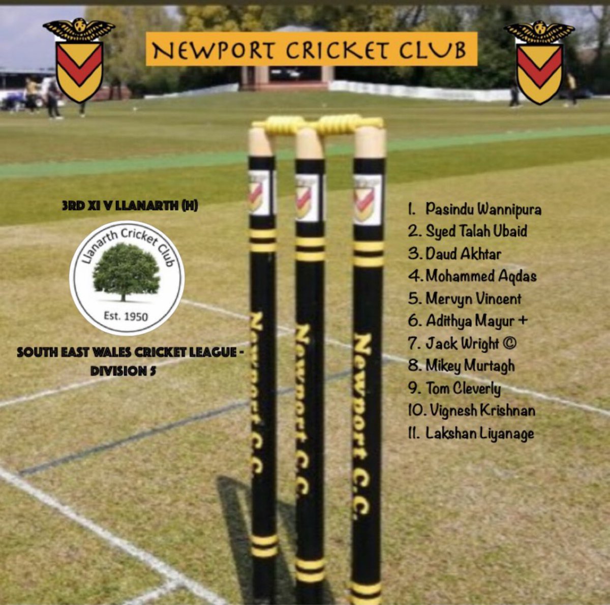 Week 4! Here are your teams for the weekend (4th team still being finalised) 1s v @SwanseaCricket 2s v @pantegcricket 3s v @LlanarthCC 4s v @CefnCricket Go well! #Supporttheport