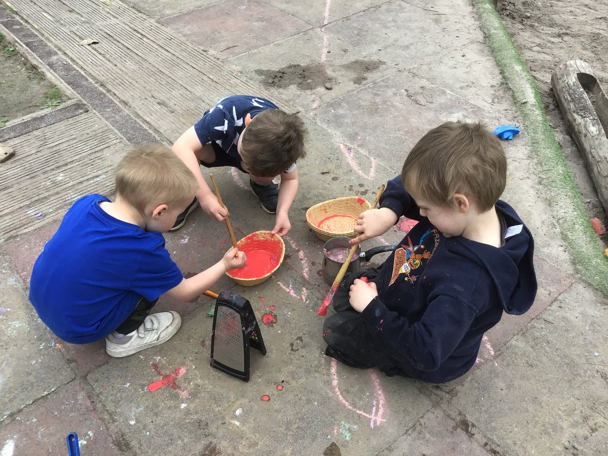 STEM_Parkdrive's tweet photo. The children have been creating their own chalk paint for the garden. They used
 a grater, chalk and water. Experimenting with the amounts of each to create the right consistency.

“making it into a powder” “the chalk is disappearing”.

#creativity #technology #stemnation https://t.co/O4eyMp4sYa