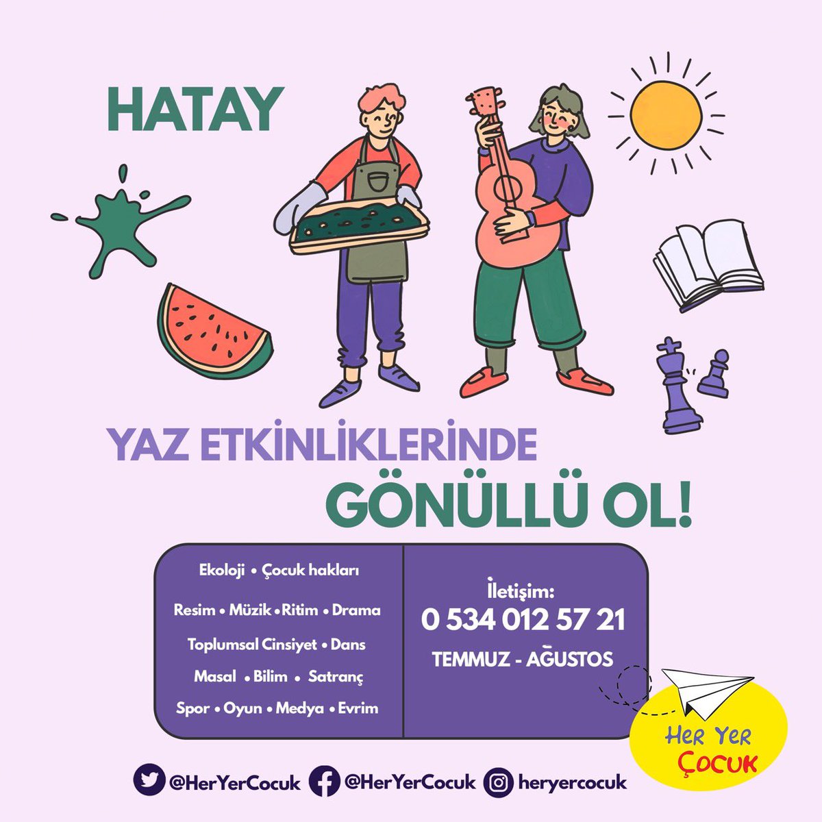 📍Hatay Bu yaz #Hatay’a gelecek üniversite öğrencileri başta olmak üzere herkese bir çağrımız var: #Samandağ, #Harbiye ve #Serinyol’da çocuklarla yapacağımız etkinliklerde görev almaya ne dersiniz? 🎈 Formu doldurup bize ulaşabilirsiniz: docs.google.com/forms/d/e/1FAI…