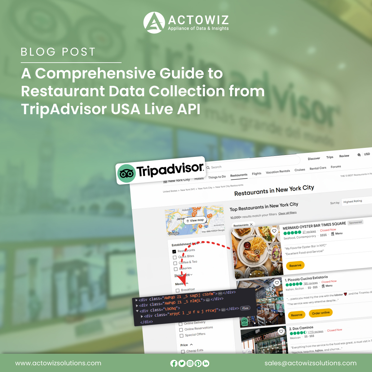 Explore the process of collecting, analyzing & utilizing restaurant data collection from TripAdvisor USA Live API for strategic business insights. actowizsolutions.com/restaurant-dat… #TripAdvisorRestaurantDataScrapingUSA #DataCollection #Datasets #ACTOWIZSOLUTIONS #USA #UK #UAE