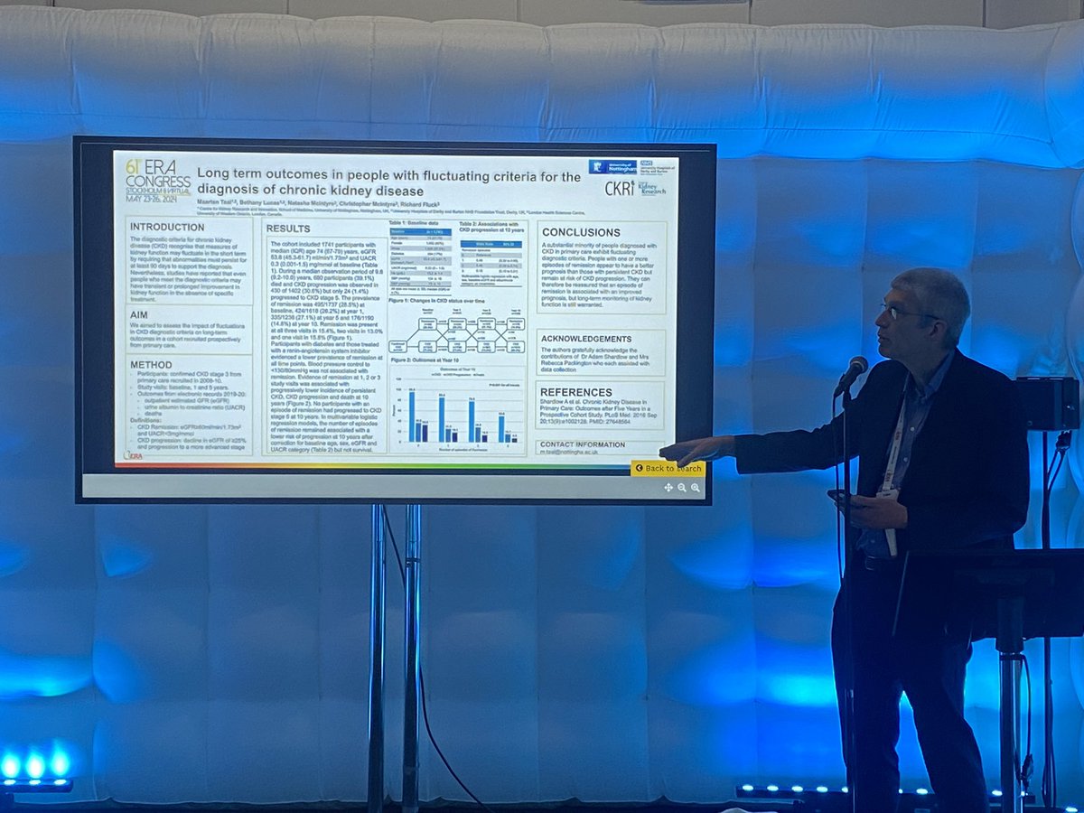 Really fascinating data about the importance of CKD remission on long term outcomes from Professor Taal from the <a href="/DerbyRenalTeam/">UHDB Renal Team</a> … highlighting the need to accurately phenotype CKD patients according to risk of progression / mortality risk. #ERA24