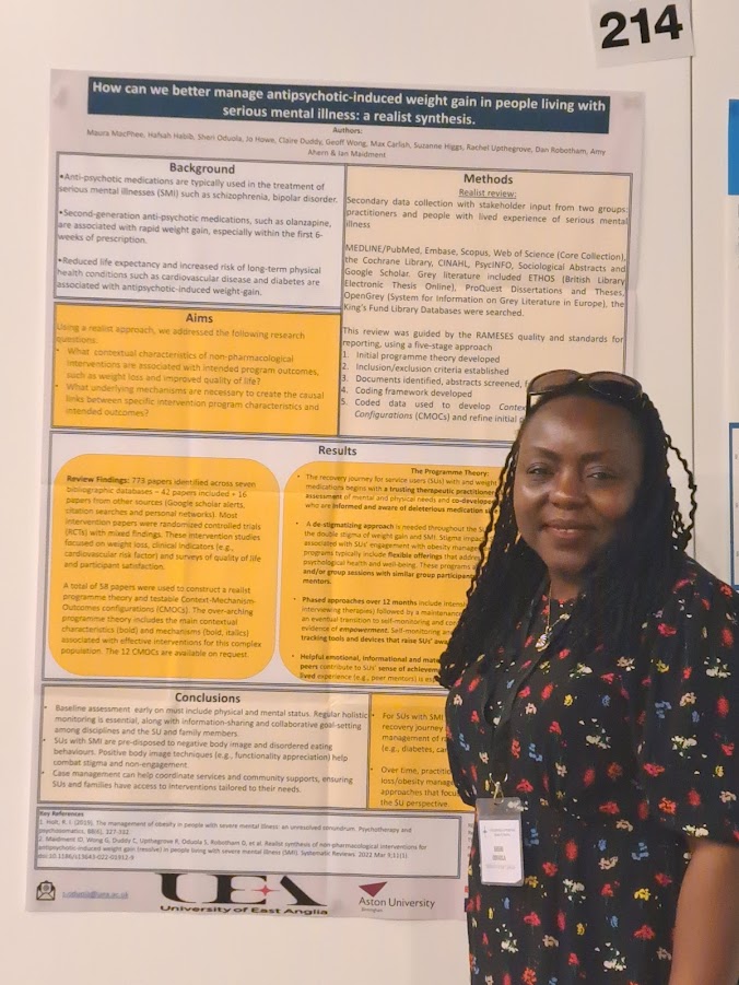 Sharing a recent win for the RESOLVE project team. Co-applicant Sheri Oduola presenting a poster on RESOLVE @SIRSGlobal 🎉🎉 @Prof_Ian_M @DrJoHowe @Hafsah_Habib @birdigk93 @RachelUTG @EatingBehaviour @amy_ahern @McPinFoundation @NIHRcommunity @max_carlish