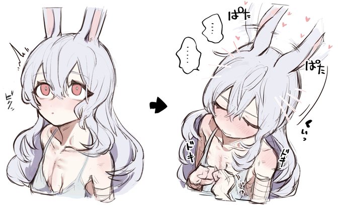 【創作/OC】懐きはじめ🐇🤍目が合うと撫で待ちの体勢に入る 